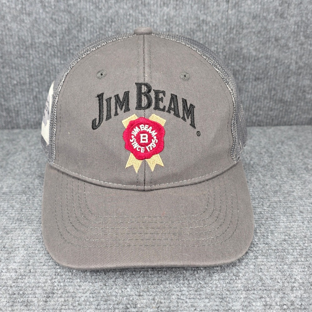 Jim Beam Hat Cap Snap Back One Size Gray Mesh Trucker Bourbon Whiskey Promo